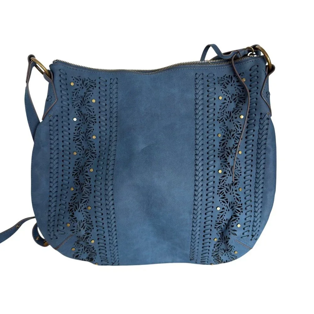 Elle Jae Gypset Palomina Crossbody Hobo Shoulder Bag Blue Gypsy Hippie Braided - Picture 1 of 9